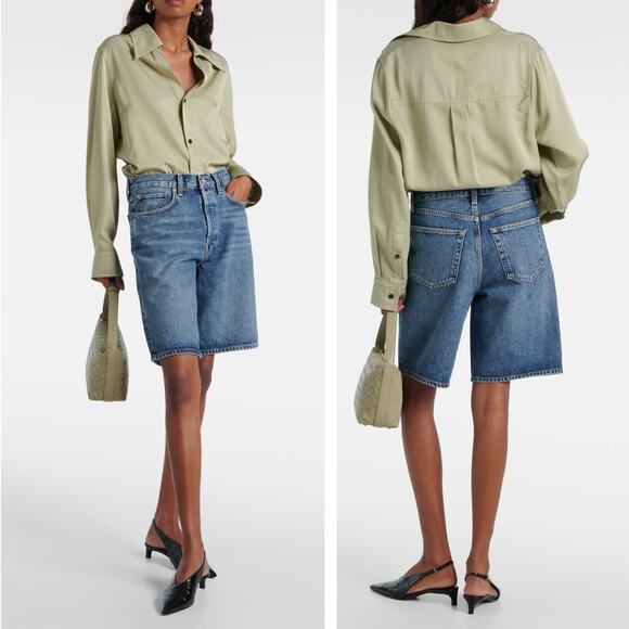 NEW AGOLDE Risha Low-rise Denim Bermuda Shorts in Alter Button Fly - Size 34 - Picture 2 of 9